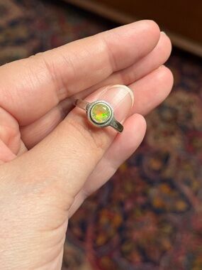 Sterling Silver Opal Ring - Neon yellow Opal